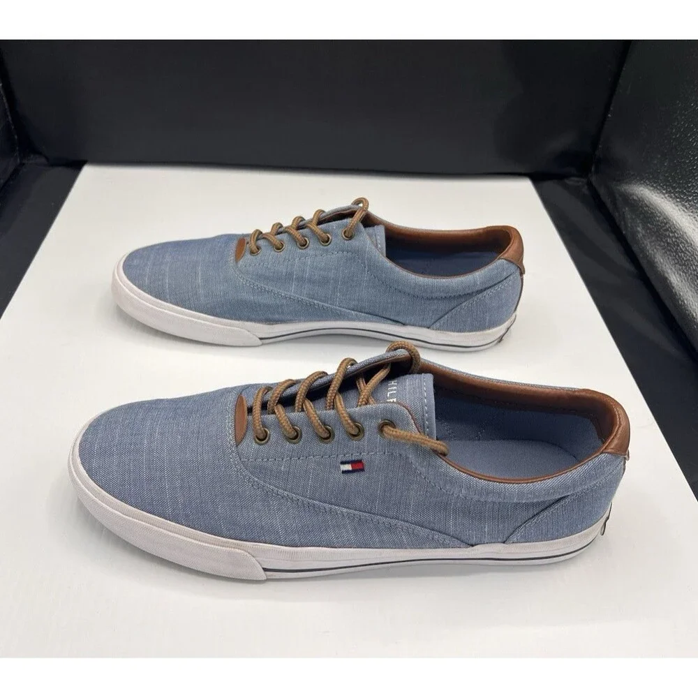 Tommy Hilfiger TMPHEL-R Canvas Sneakers Men’s 10 Blue Chambray Lace Up Casual